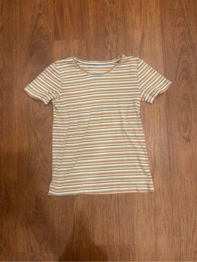 Northern Reflections Striped Short-Sleeve Tee — Cream & Tan